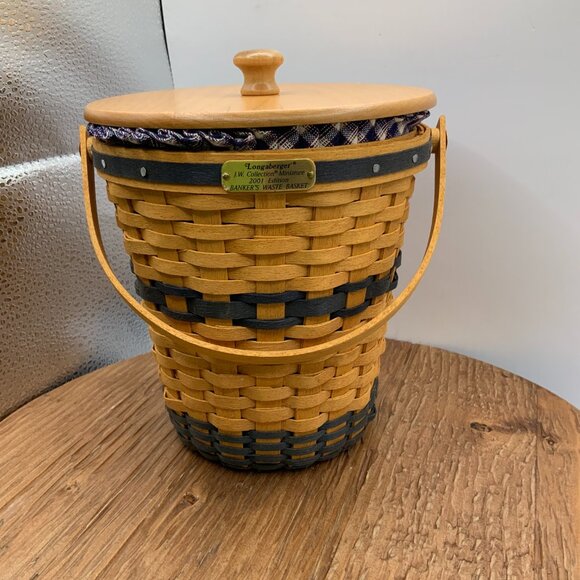 Longaberger J.W. Collection Miniature 2001 Edition Banker's Waste Basket - Picture 1 of 8